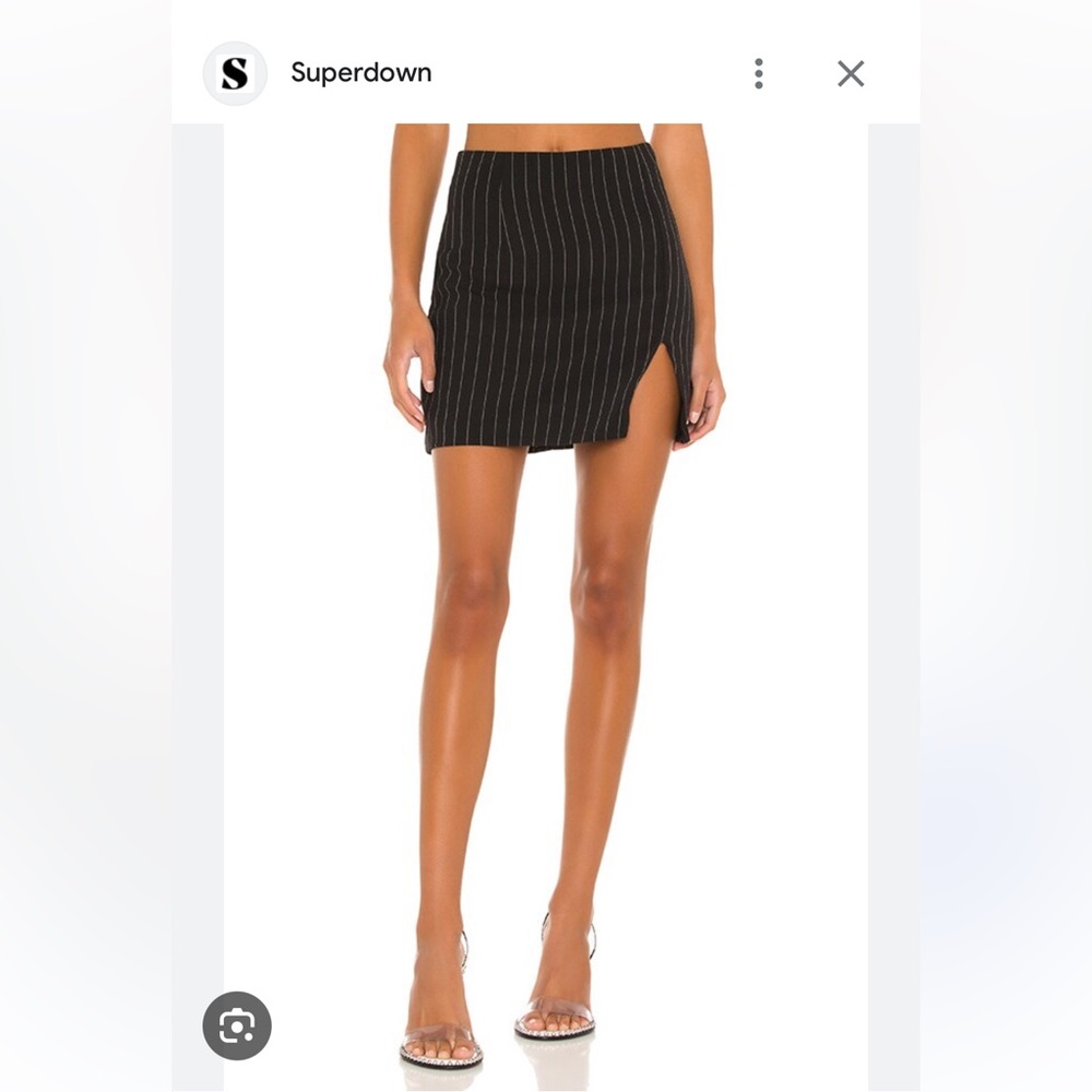 Superdown Pinstripe Mini Skirt with Front Slit